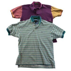 2 Mens Polo Shirt Medium Nautica Coulours by Alexander Julian Vintage Striped